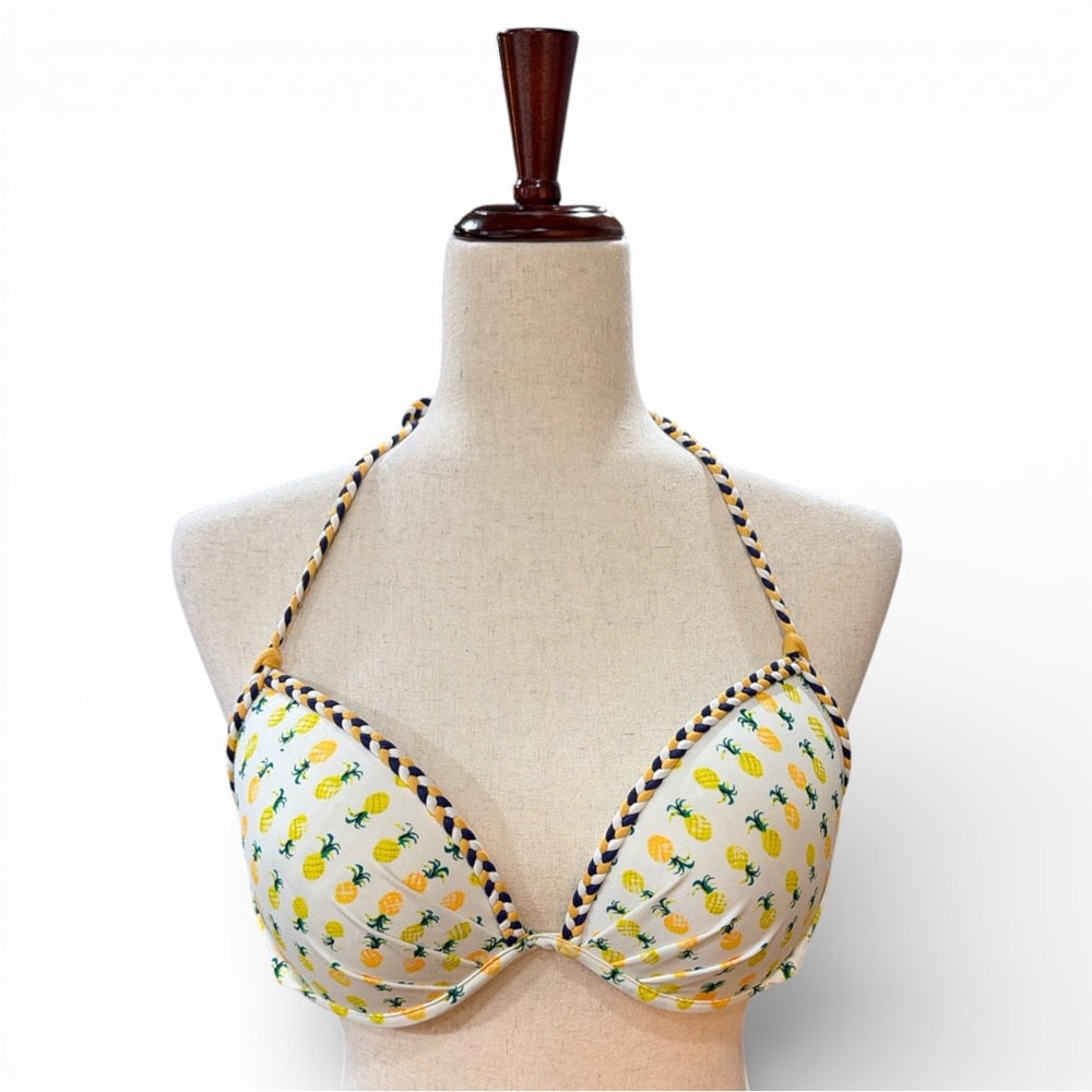 VICTORIA'S SECRET Yellow Pineapple Novelty Print Bikini Top Size 34D / Medium